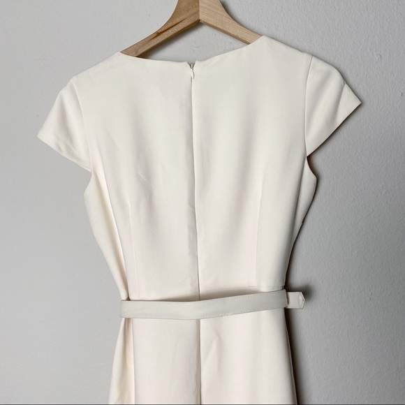Gal Meets Glam Cecilia Off-White Crepe Belted Midi Dress - Picture 14 of 16